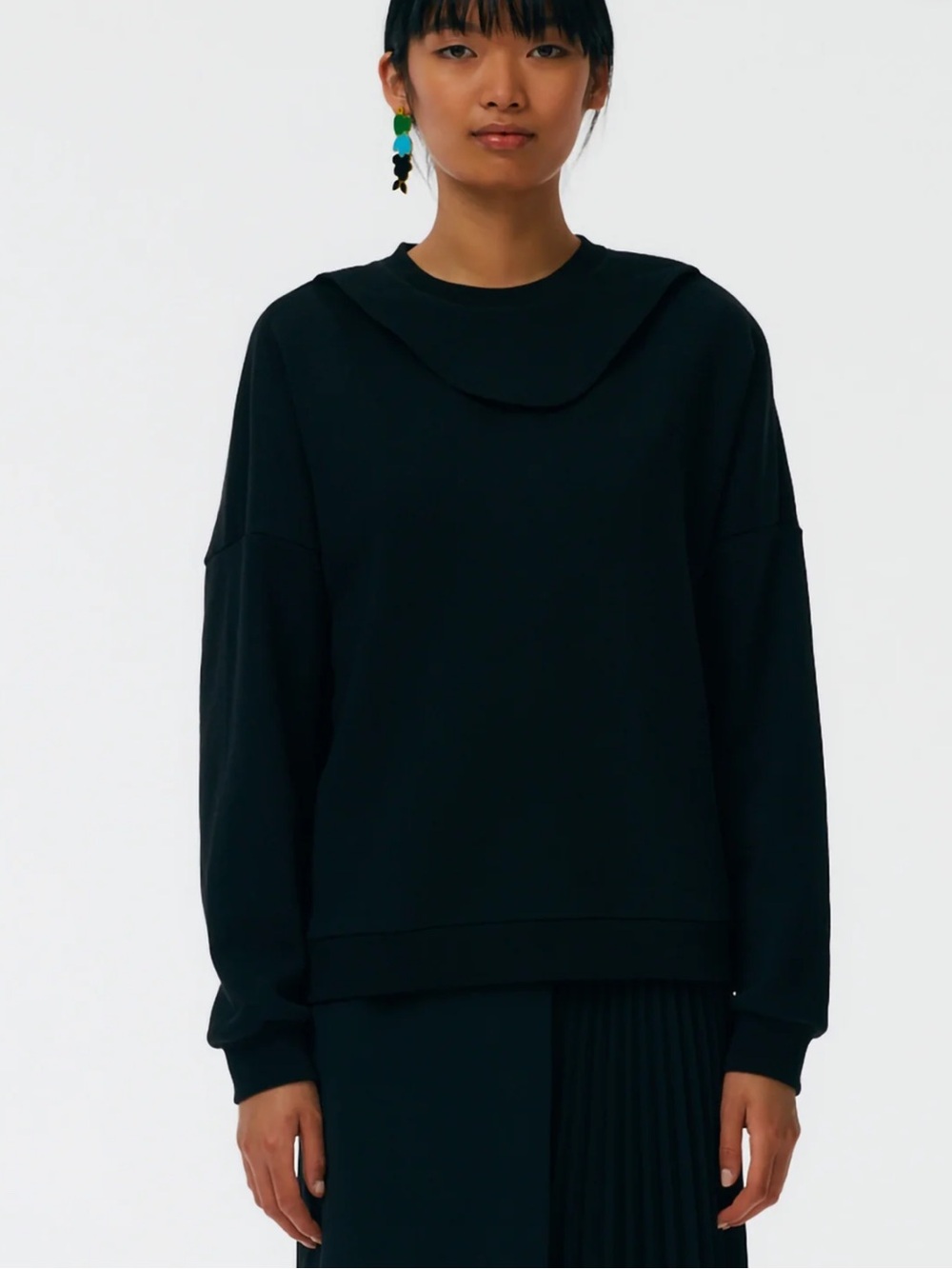 Tibi Cutout Dicky Sweatshirt in Black Color